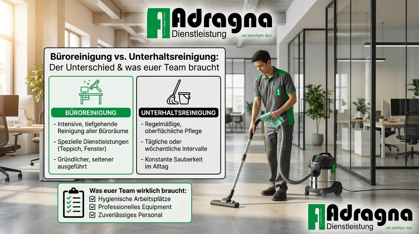 Büroreinigung & Unterhaltsreinigung: Der Unterschied – und was euer Team wirklich braucht